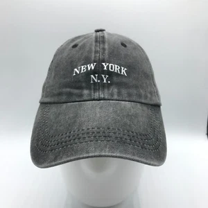 Adult Gray New York N.Y. Metal Buckle Baseball Cap Hat - Picture 1 of 7