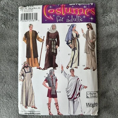 Simplicity Pattern 4213 Sz XS Biblical Roman Adult Unisex Costume Cosplay CUT - Image 1 of 4