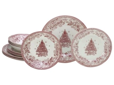 CreaTable Tannenbaum Tellerset 12-tlg (Rot) - Bild 1 von 4