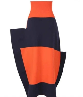 FALDA ASIMÉTRICA ISSEY MIYAKE USADA EN NARANJA/AZUL MARINO BUENA Foto 1 de 4