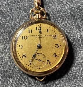 Fahy’s Montauk Pocket Watch W. F. Newhall & Sons 12K 10 Filled With Chain - Picture 1 of 18