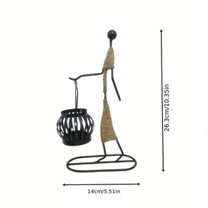 Portacandele in Metallo Nordico Personaggio Astratto Candeliere Vintage Fatto a  - Foto 1 di 19