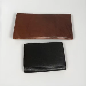 Set Of 2 Vintage Genuine Leather Wallets - Brown One Is Piel Brand - Bild 1 von 9