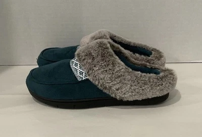 Zapatillas Isotoner para mujer talla 7,5-8 sin cordones de espuma viscoelástica verde azulado piel sintética Foto 1 de 4