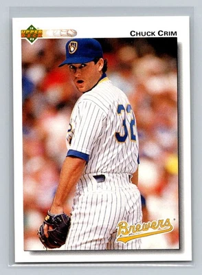 1992 Upper Deck #496 Chuck Crim Milwaukee Brewers Baseball Card - Image 1 of 2