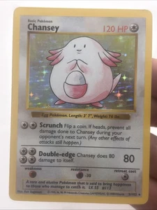 Chansey #3/102, Set Base Senza Ombre Unlimited Holo Raro, Pokemon Vintage, LP - Foto 1 di 9