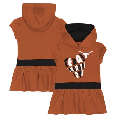 Girls Toddler Texas Orange Texas Longhorns Team Love French Terry Hoodie Dress - Image 1 of 3