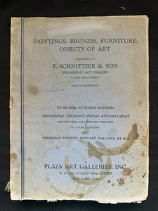 Kunstauktion Gemäldekatalog Bronze Statuen Möbel F. Schnittjer Sohn 1943 - Bild 1 von 12