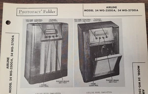 AIRLINE MODELS 54WG-2500A RADIO & 54WG-2700A PHONOGRAPH RADIO PHOTOFACT - Picture 1 of 1