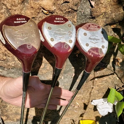 MacGregor Bob Toski Wood Set 1 2 3 RH 660W Registered Leather Grips Vintage - Image 1 of 4