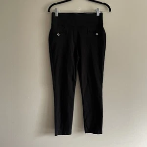 Maurices Women XS Black Mid Rise Pull On Bengaline Button Tab Crop Pant NWT - Picture 1 of 10