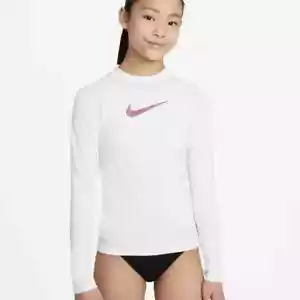 Camisa Nike Niñas Swoosh Manga Larga Hydroguard Sun Rashguard Nueva con Etiquetas Pequeña - Imagen 1 de 7