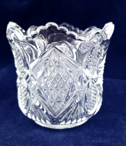 Cuchara de vidrio transparente vintage - Diamante y paneles ovalados - Imagen 1 de 3