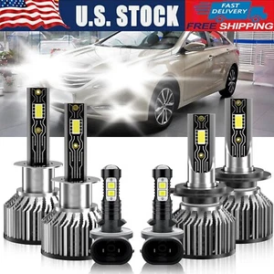 6PCS LED Headlights Fog Light Bulbs Kit 6500K White For Hyundai Sonata 2008 - Foto 1 di 12