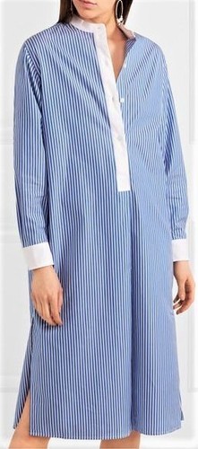 Abito Camicia Tory Burch Taglia 6 (Relax Fit) Motivo Righe Blu Bianco 100% Cotone