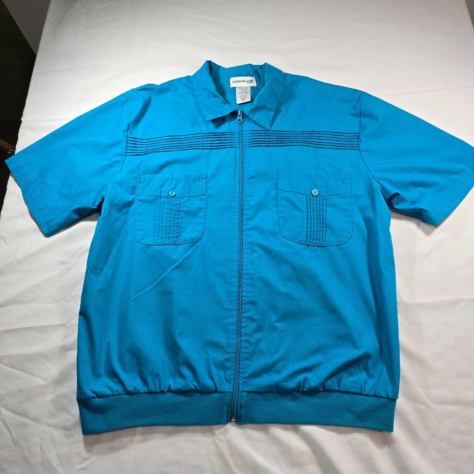 Camisa De Colección John Blair Camisa Manga Corta Bowling Rockabilly Cremallera Completa Años 70-80 Retro Foto 1 de 1