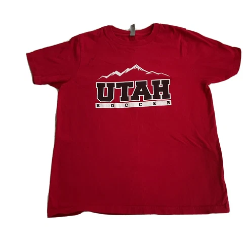 Utah Utes Mens T Shirt Large Black Soccer Gildan Short Sleeve Logo Cotton Cover