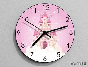 Cinderella Castle Wall Clock - Kids Nursery Room,Teens Room - Wall Clock - Imagen 1 de 3