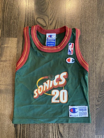 RARE Vintage GARY PAYTON #20 Seattle Super Sonics Champion Jersey Toddler 2T Cover
