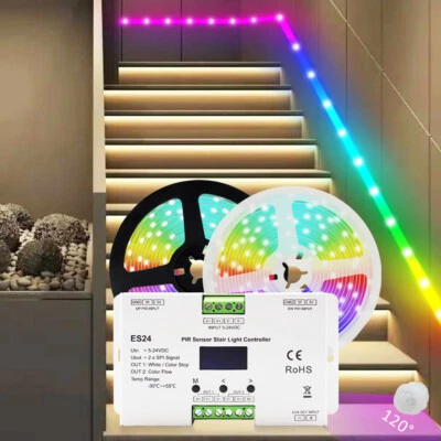 ES24 PIR Motion Sensor LED Stair Light Controller Stairway RGB Pixel Strip light - Image 1 of 4