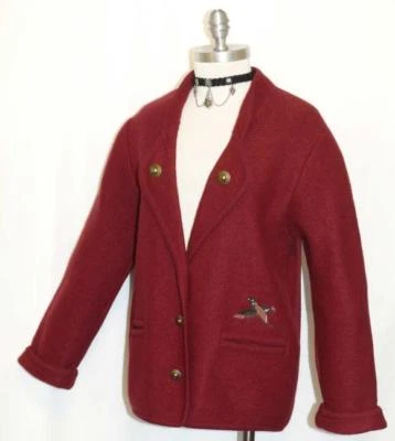 SUÉTER DE LANA HERVIDA BORGOÑA Chaqueta Mujer Alemán Invierno Vestido Traje 38 6 8 S B38" Foto 1 de 4