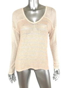 Top Pullover We The Free XS Tejido Gauzy Blanco Melocotón Rayas Cuello en V Informal - Imagen 1 de 12