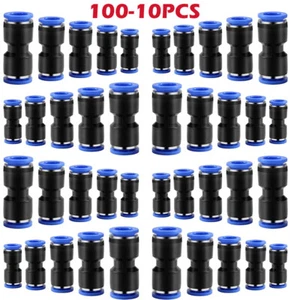 100PCS Quick Release Pneumatic Air Line Hose Fitting Kit Straight Push Connector - Picture 1 of 27