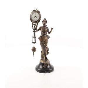9973813-ds Bronzo Scultura Figuren-Uhr Donna Bambina 11x14x34cm - Picture 1 of 1