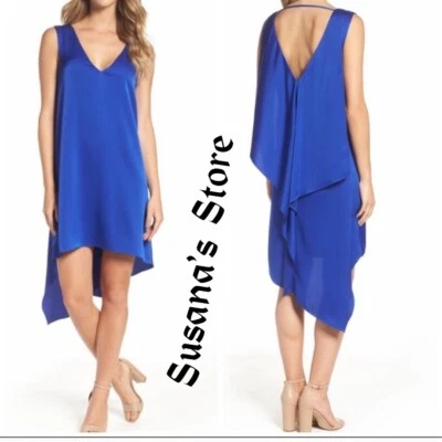 NUEVO CON ETIQUETAS VESTIDO BCBG MAXAZRIA TALLA L SHANA SATINADO ASIMÉTRICO DOBLADILLO VOLANTES ¡IMPRESIONANTE! $228 Foto 1 de 4