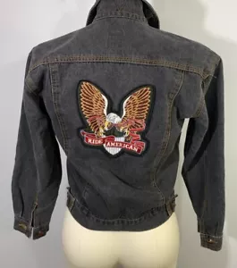 Vintage Jeansjacke Y2K Motorrad Patch America XS - Bild 1 von 15