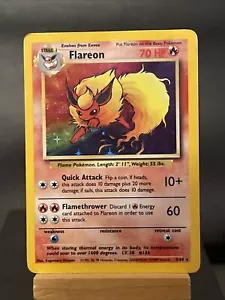 Pokemon Card Flareon 3/64 Unlimited Holo Rare Jungle Set No Symbol Error Played - Picture 1 of 7