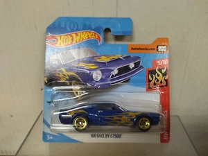 SHELBY GT-500 1968 BLUE 5/10 FLAMES 1:64 HOT WHEELS - Imagen 1 de 2