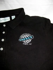 IMPROV Tempe AZ Comedy Club Theater WOMEN'S Black Embroidered Polo Shirt 90s  - Picture 1 of 4