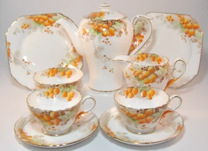 Vintage Shelley Mimosa  9 Piece Gilded Floral  tea Or  Coffee Set c1940s VGC - Picture 1 of 17