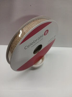 Celebrate it Beige Ribbon 3/8" x 30 ft Easter Christmas Craft Idea Solid New - Image 1 of 3