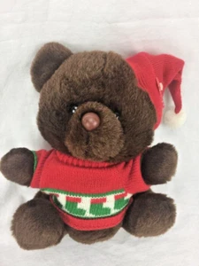 VTG NEW DANDEE BROWN BEAR XMAS TEDDY CANDY CANE SWEATER 10" STUFFED ANIMAL PLUSH - Picture 1 of 7