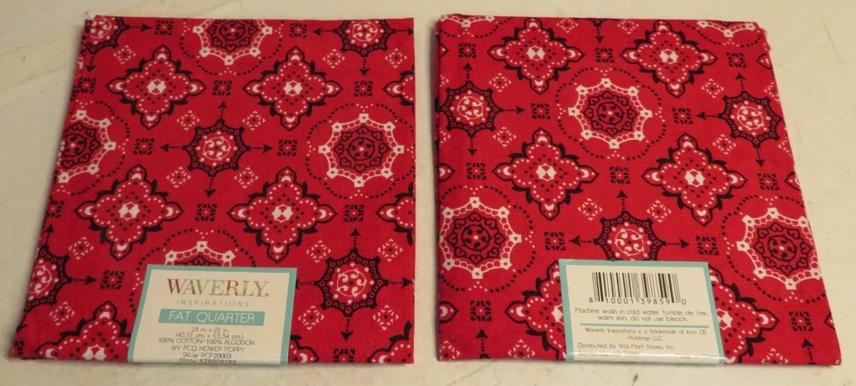 WAVERLY INSPIRATIONS - 3 Cotton Fabric Fat Quarters & 1 Extra (18 inches)