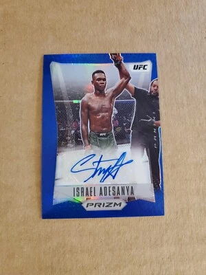 Israel Adesanya 2023 Panini Prizm UFC Throwback Blue Auto 21/49 - Image 1 of 2