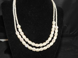 Signed RMN Beaded Double Stranded Necklace - Picture 1 of 7