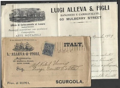 1907UNITED STATES COVER FROM NEW YORK BANK AND CURRENCY EXCHANGE OFFICE TO ITALY - Image 1 of 2