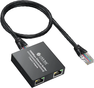 Gigabit Ethernet Splitter 1 in 2 Out Con Cavo Di Rete 0.5M, RJ45 LAN Switch 1 a  - Immagine 1 di 4
