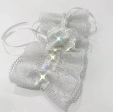 Giarrettiera in Pizzo con Raso Nastro Fiocco & Perle Bianco Avorio da Sposa