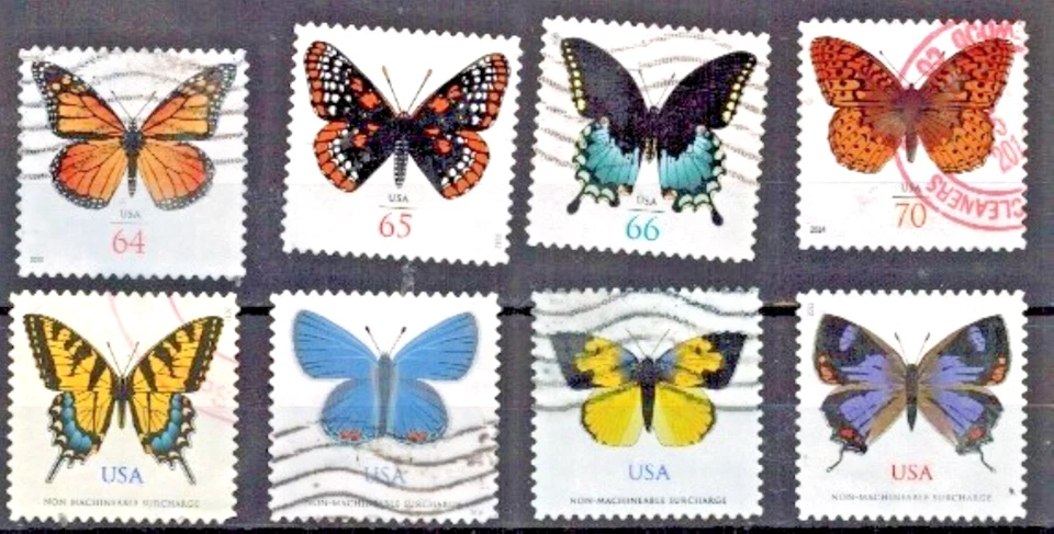 USA Stamps: Set of 8 Different Butterflies,  Used (8) , Off Paper - Image 1 of 1