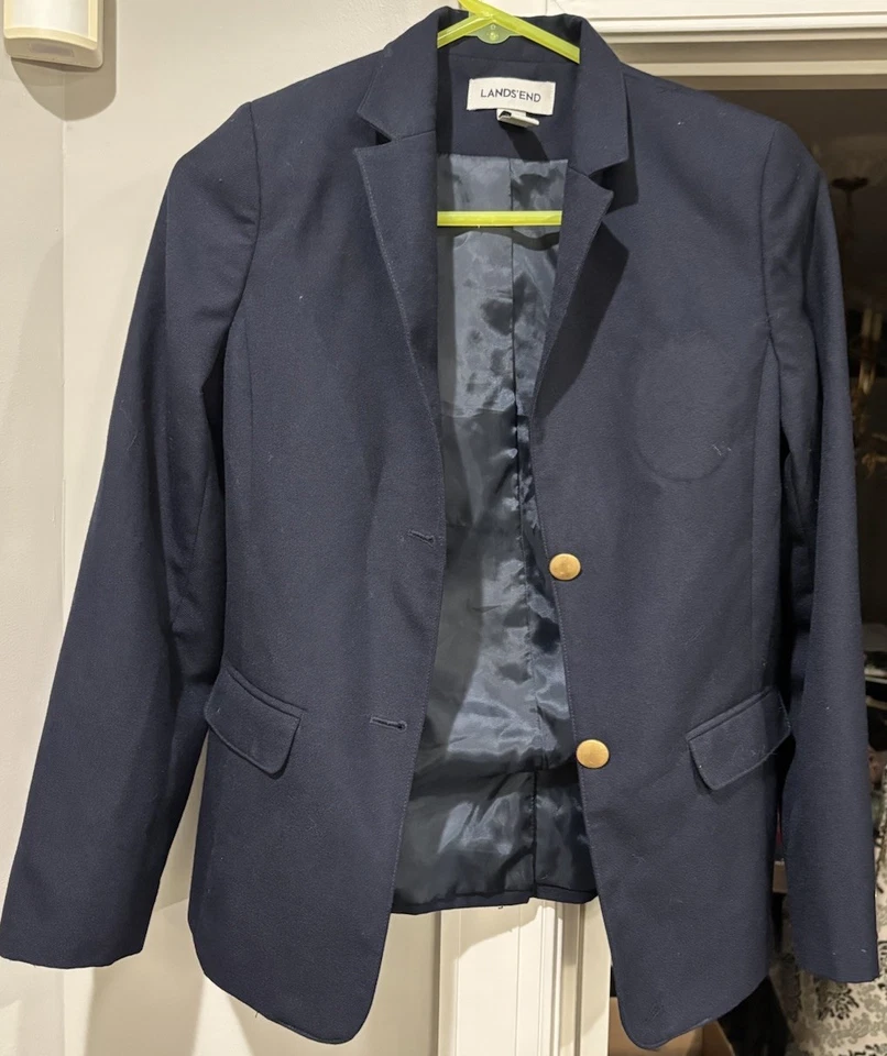 Lands End Boys Blazer Boy Girl size US 14 Navy Jacket School Uniform 12-13 Yr - Image 1 of 3
