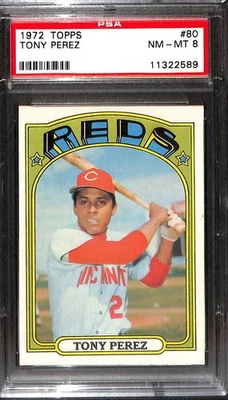 1972 TOPPS #80 TONY PEREZ PSA 8 NM-MT 11322589  - Image 1 of 3