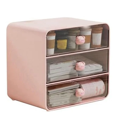 3X(Organizer per Make a 3 Livelli, Organizer da Scrivania con Cassetti, Rosa-1356 - Immagine 1 di 4