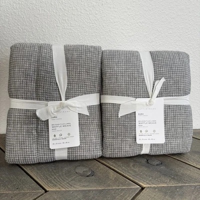 JUEGO FALSO EDREDÓN GOFRE LINO EUROPEO GRANERO CERÁMICA (2) EURO ~ GRIS Foto 1 de 4