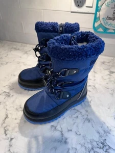 Dream Pairs boys snow boots faux fur lining size 1 slip resistant blue black - Picture 1 of 4