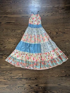 Matilda Jane Happy & Free Ocean Breeze Maxi Dress Girls 8 Boho Prairie Sundress - Picture 1 of 7