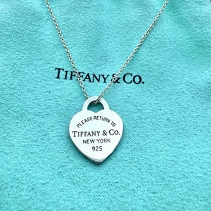 "Auténtico collar colgante Tiffany & Co plata PEQUEÑO con etiqueta de retorno al corazón 18""" - Imagen 1 de 7